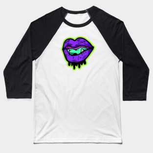 Dope purple evil mouth illustration Baseball T-Shirt